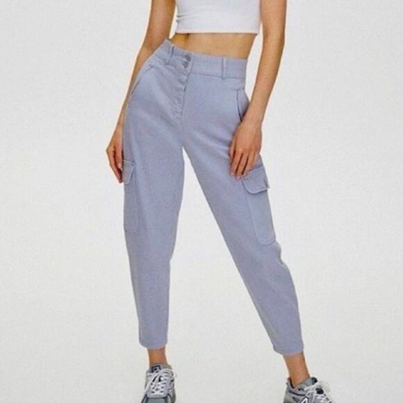 Wilfred Free Aritzia Modern Cargo Pants Purple Slate Barrel Leg High Rise Sz 4 - Picture 1 of 8